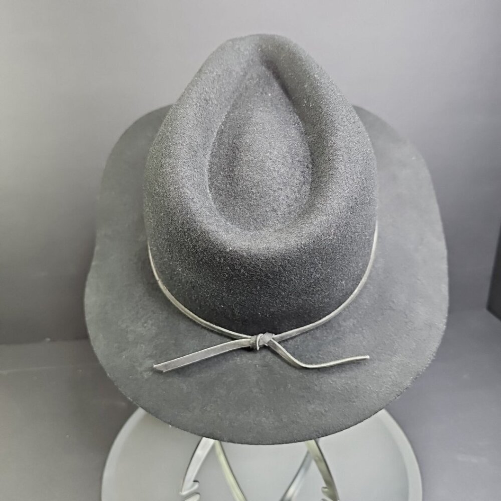 Brixton Mens Wesley 100% Wool Fedora Western Cowboy Hat Black Size 7 56cm